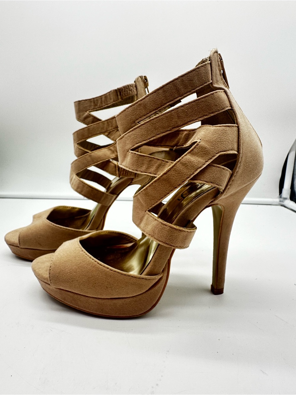 Refresh Tan Strappy Platform High Heel Sandals